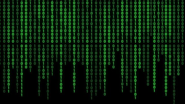 Green binary code rain