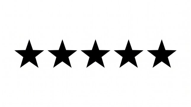 Five black stars in a row representing a perfect customer review