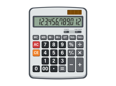 Calculator with numeric keypad and display for accounting and math