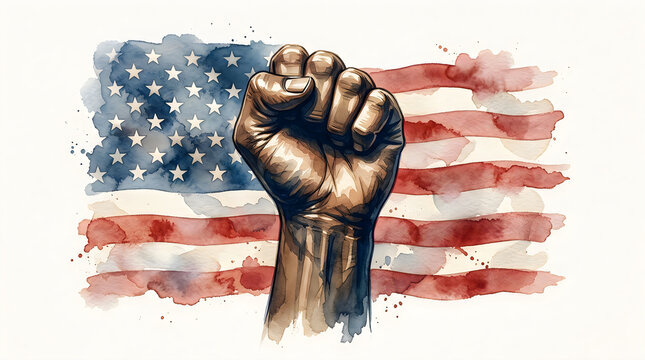 Martin luther king jr day fist with american flags