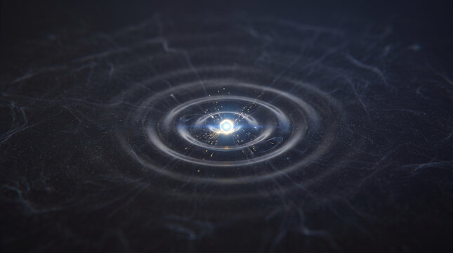 Ethereal core radiating concentric energy waves, illustrating a cosmic singularity or a powerful abstract force shaping the universe through dynamic light and form