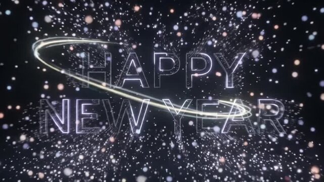 Vibrant Glass New Year Countdown 3 2 1 Happy New Year Celebration Animation with Transparent Glass Numbers, Colorful Reflections, Glowing Particles, Elegant Festive Holiday Background, Premium Luxury 