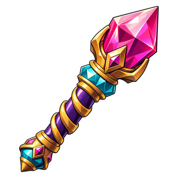 Magic wand game icon on transparent background
