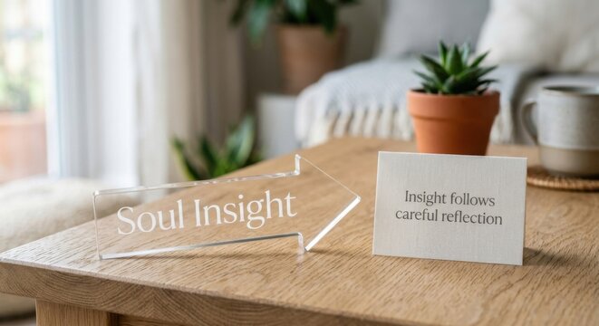 Acrylic Arrow Sign with 'Soul Insight' and Reflection Card