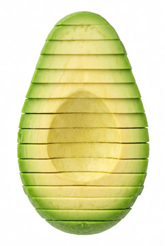 Symmetrically Sliced Avocado Showing Creamy Texture