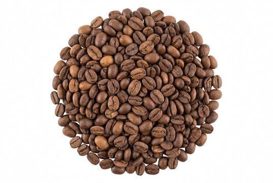 Roasted Coffee Beans Arranged in a Circular Shape