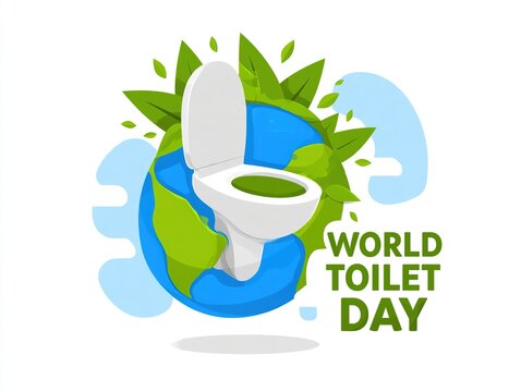 World toilet day eco toilet globe illustration