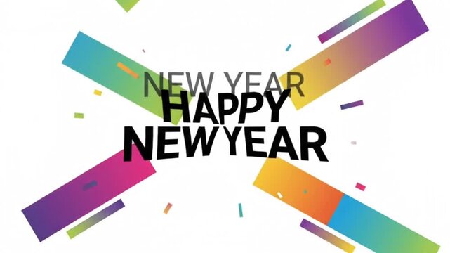 Vibrant Kinetic Typography New Year Countdown 3 2 1 Happy New Year Celebration Animation with Bold Colorful Numbers, Dynamic Gradient Blocks, Modern Motion Graphics, Festive Holiday Greeting, Countdow