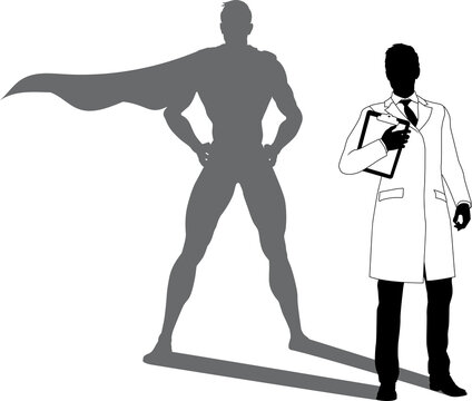 Superhero Scientist Super Hero Shadow Silhouette
