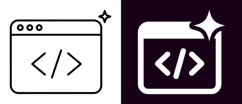 Coding syntax brackets vector icon for programming, software development, web design, and code editing.