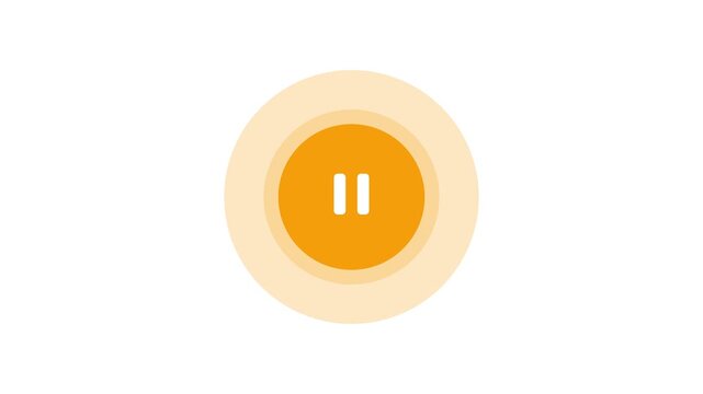Minimalist animation of a yellow ripple pause button with expanding circles on white background