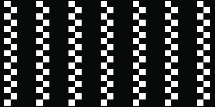 Abstract Black and White Zigzag Vertical Line Pattern with Repeating Geometric Steps, Seamless Decorative Stripes Vector Background