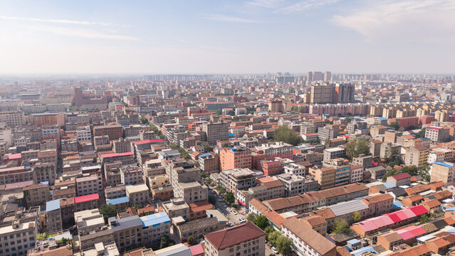 aerial view of dense chinese residential town