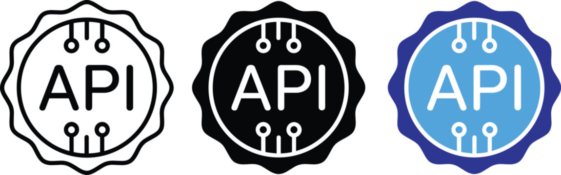 API icon set application programming interface vector illustration for software development and data integration technology