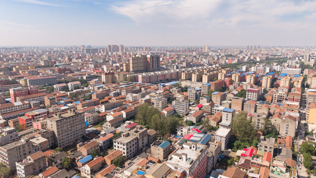 aerial view of dense chinese residential town