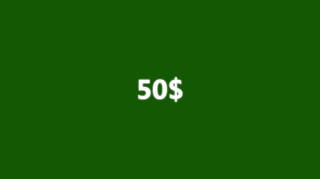 Number counter animation from zero to one hundred Doller. Counting money animation. Business increase counting dollar animation on green screen.
