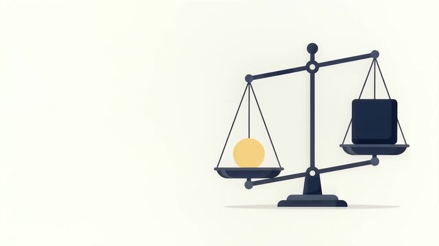 Scales of Justice Comparison with Sphere and Cube Shapes Illustration