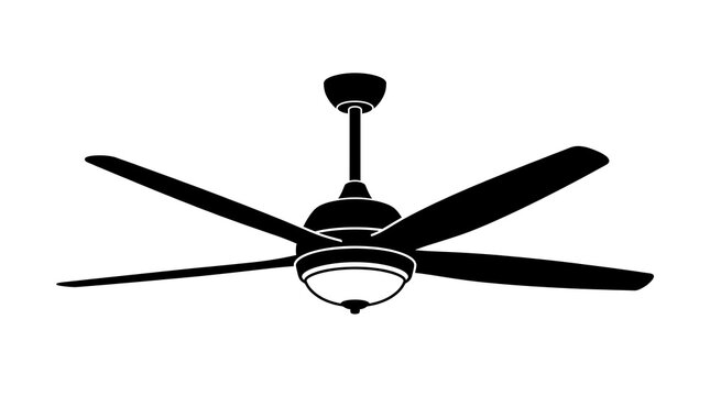 Modern ceiling fan with light turned on