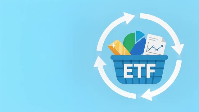 ETF Exchange Traded Fund Investment Basket Flat Vector Illustration