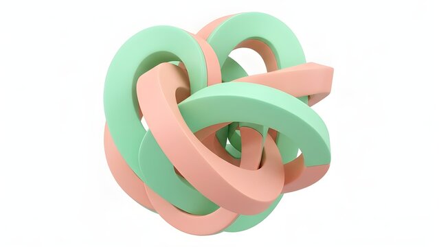 Soft Pastel Mint Peach 3D Torus Sculpture