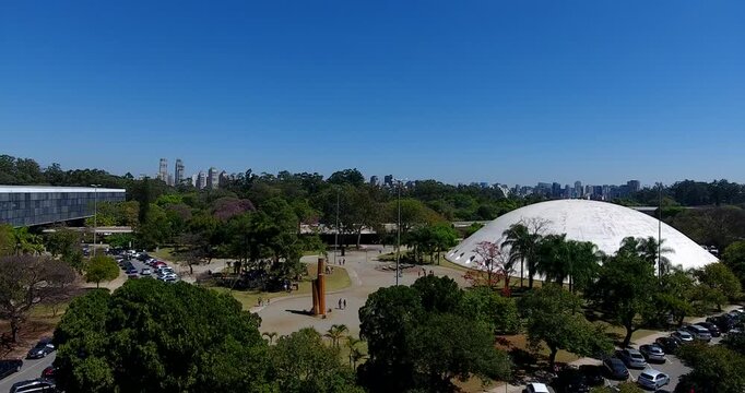 Aerial drone view of Parque Ibirapuera, S&atilde;o Paulo, Brazil