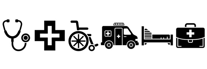 Medical health insurance symbols set with stethoscope and ambulance © only
