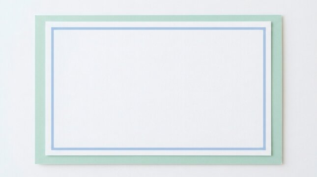 Minimalist Blank Frame Mockup, Elegant Mint Green and Blue Border Stationery Background, Clean Paper Copy Space