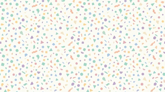 Pastel terrazzo seamless pattern visual, colorful geometric sprinkles surface background, abstract confetti backdrop for packaging design