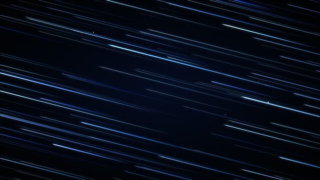 Abstract motion blur of blue light streaks against a dark background simulating fast travel through space or time