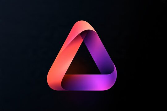 Abstract 3d ribbon creating an infinite triangle shape with vibrant gradient colors on dark background