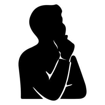 Thoughtful man silhouette in pensive pose for decision making and contemplation.