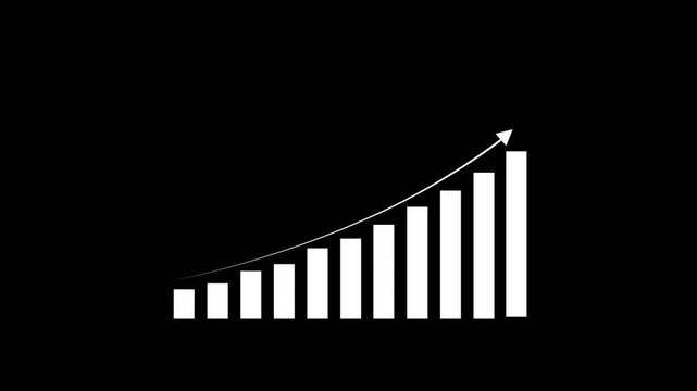 Business growth concept in graph chart showing marketing sales profit increasing to future target . growing business animation Motion graphics of concept black background. 4k video