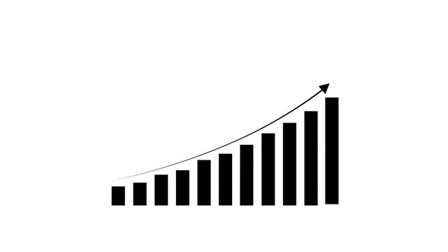 Business growth concept in graph chart showing marketing sales profit increasing to future target . growing business animation Motion graphics of concept black background. 4k video