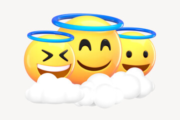 Fototapeta premium 3D smiling angel emoticons, religious illustration