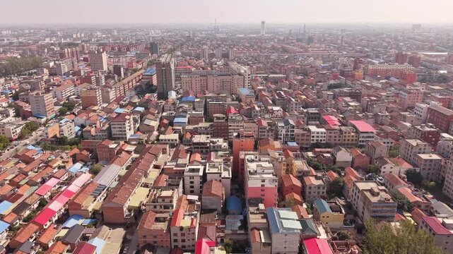 aerial view of dense chinese residential town