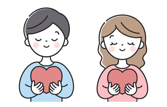 ハートを持った男性と女性