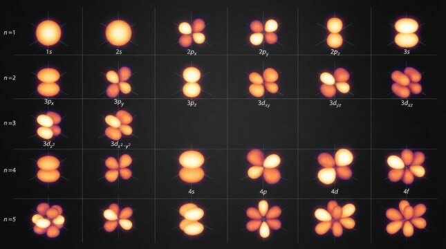 Atomic orbital probability distribution chart showing electron cloud