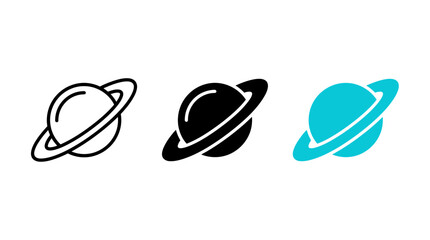 Set of three saturn planet icons in different styles © Al Rafi