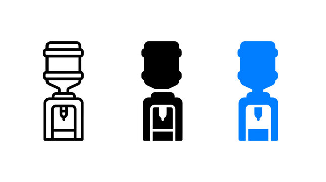 Water cooler dispenser vector icons in three different styles