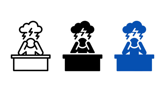 Person with storm cloud icon set in three styles