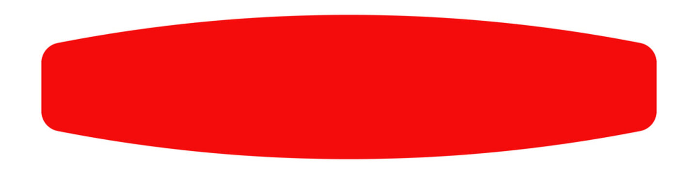 Simple flat red graphic element in a horizontal pill shape with rounded corners, isolated on white background.