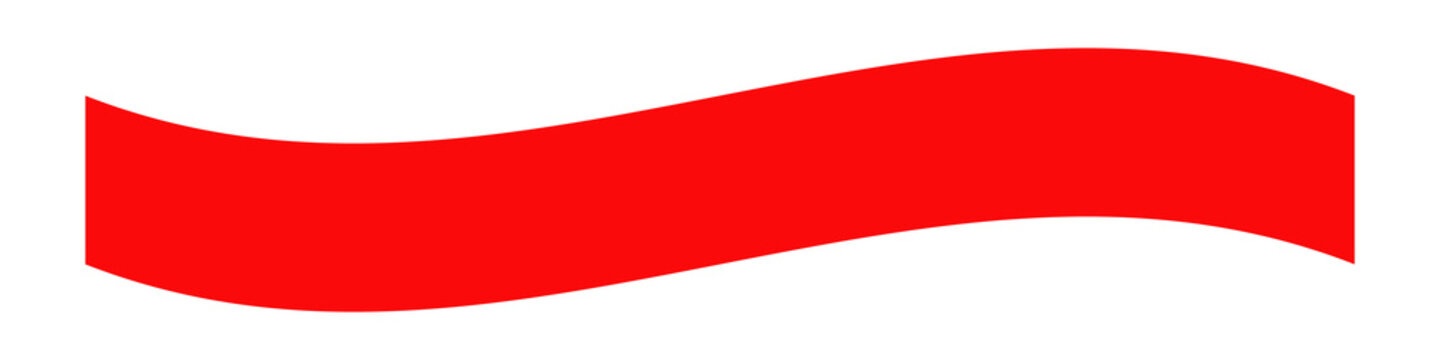 A simple red wavy ribbon banner element for design, isolated on a white background. Perfect for headers, labels, or decorative graphic elements.