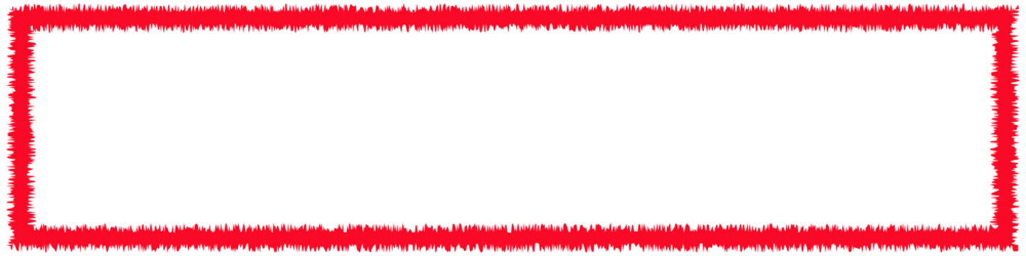 Simple red rectangular frame with a rough textured, hand-drawn style border outline, isolated on a white background.