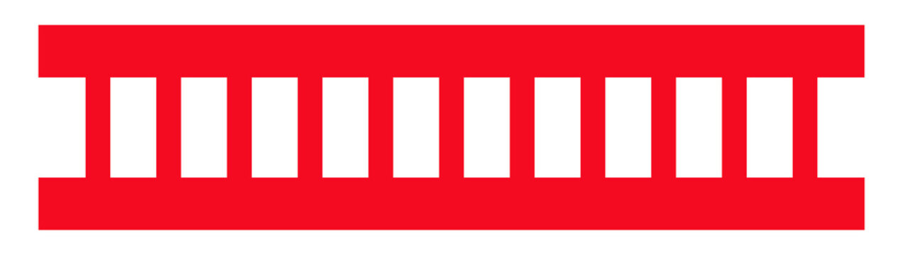 simple red ladder icon illustration, representing climbing, progress, or construction, isolated on a clean white background.