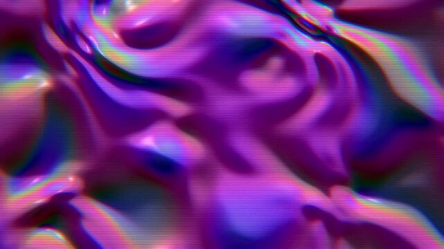 Abstract purple lavender liquid chrome background, glossy iridescent metallic waves flowing, futuristic seamless loop