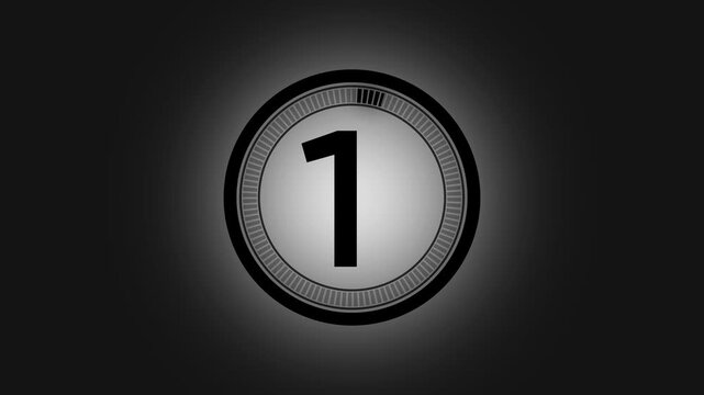 5 second countdown timer, digital circular animation from 10 to 1 seconds on black background. Simple 5-second countdown timer version included Movies start intro 5 4 3 2 1 count down