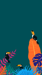 Colorful tropical toucan iPhone wallpaper, green design © Rawpixel.com