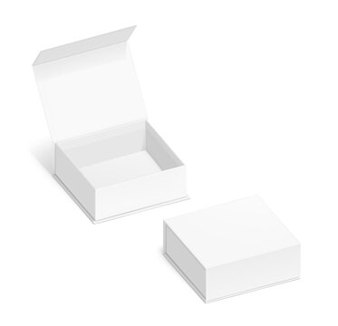 White box with magnetic close mockup with shadow. Illustration on transparent background for design, branding, presentation gift box, luxury, cosmetics, electronics and other goods.