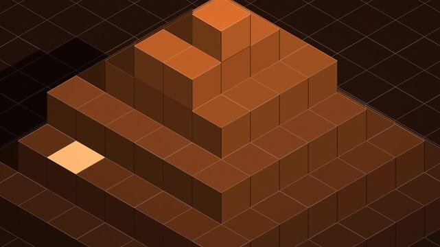 Fondo 3d de escalera de cubos isom&eacute;tricos en bucle sin costuras