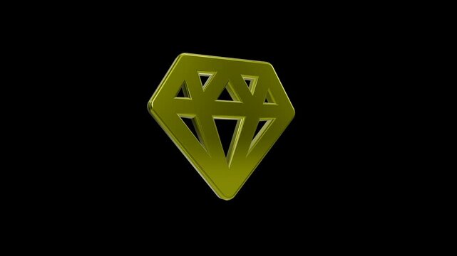 Rotating 3D Golden Diamond Icon Animation